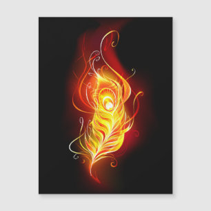 Fire Peacock Feather Magnetic Invitation
