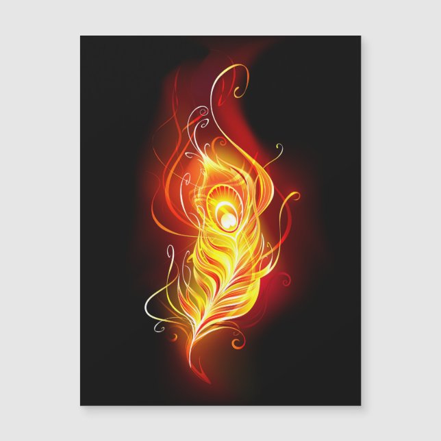 Fire Peacock Feather Magnetic Invitation (Front)