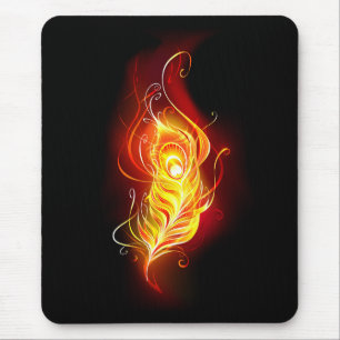 Fire Peacock Feather Mouse Pad