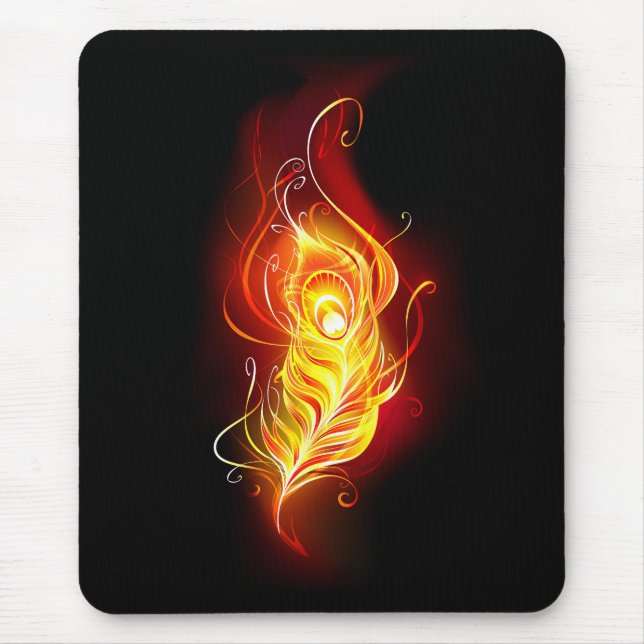 Fire Peacock Feather Mouse Pad (Front)