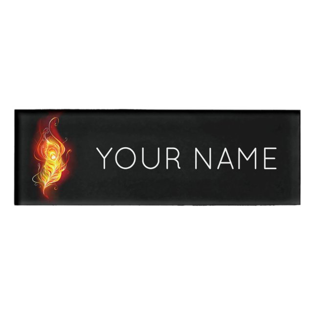 Fire Peacock Feather Name Tag (Front)