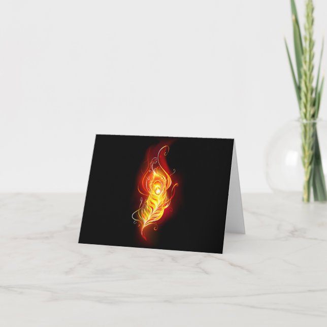 Fire Peacock Feather Note Card (Front)
