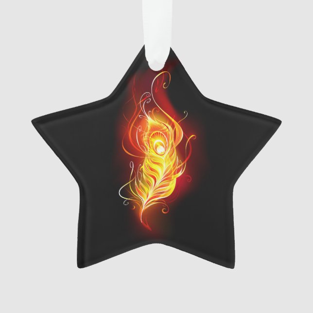 Fire Peacock Feather Ornament (Front)