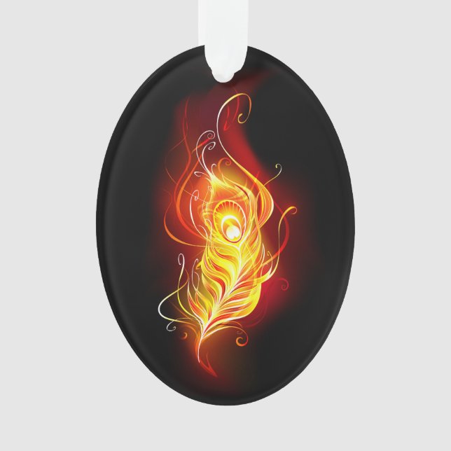 Fire Peacock Feather Ornament (Front)