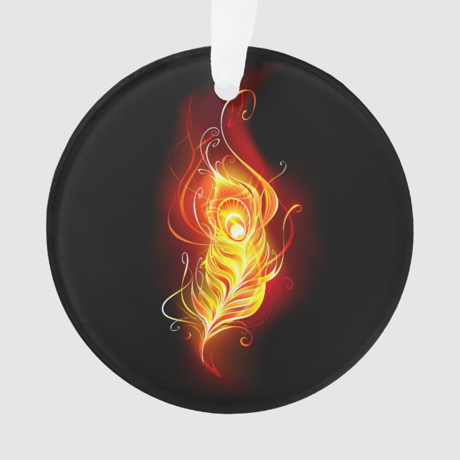 Fire Peacock Feather Ornament (Front)