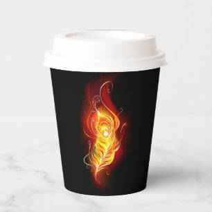 Fire Peacock Feather Paper Cups