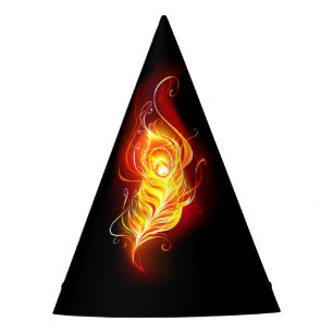 Fire Peacock Feather Party Hat
