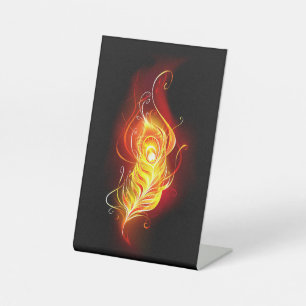 Fire Peacock Feather Pedestal Sign
