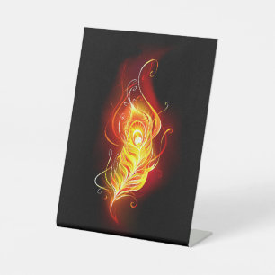 Fire Peacock Feather Pedestal Sign