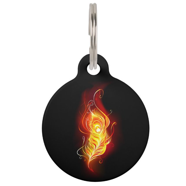 Fire Peacock Feather Pet Tag (Front)