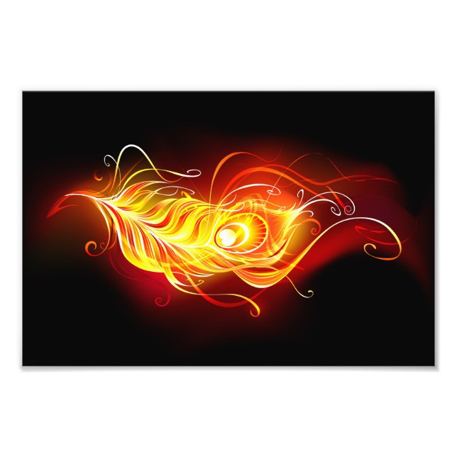 Fire Peacock Feather Photo Print (Front)