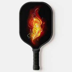 Fire Peacock Feather Pickleball Paddle