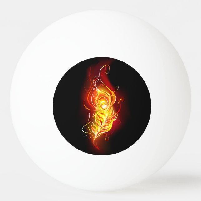 Fire Peacock Feather Ping Pong Ball (Front)