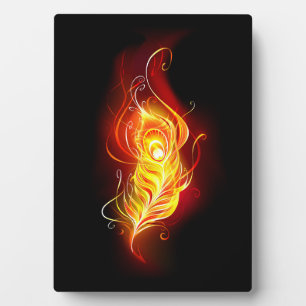Fire Peacock Feather Plaque