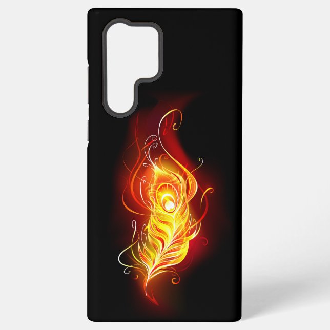 Fire Peacock Feather Samsung Galaxy S22 Ultra Case (Back)