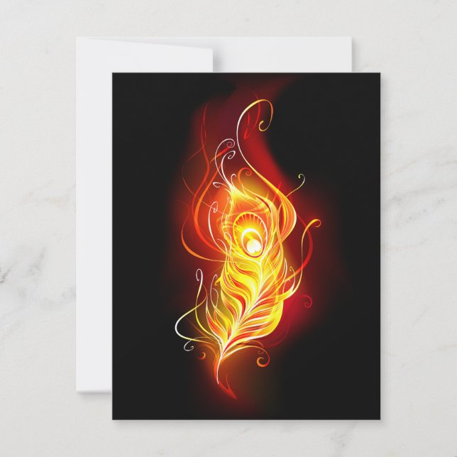 Fire Peacock Feather Save The Date (Front)