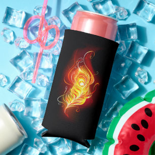 Fire Peacock Feather Seltzer Can Cooler