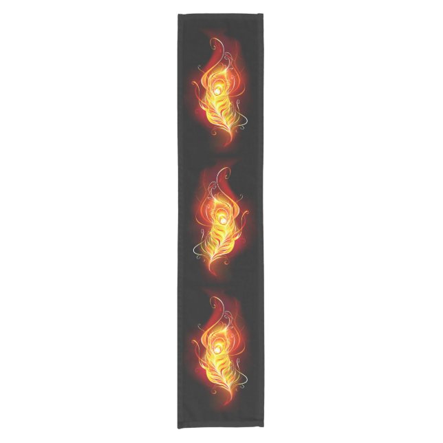 Fire Peacock Feather Short Table Runner (Front)