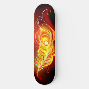 Fire Peacock Feather Skateboard