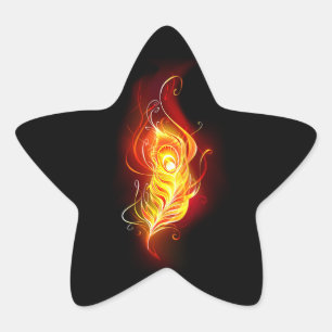 Fire Peacock Feather Star Sticker