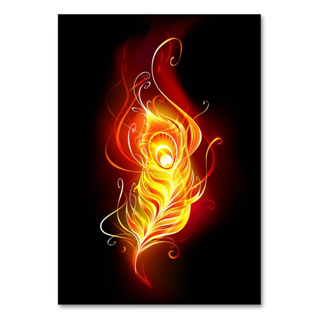 Fire Peacock Feather Table Number (Front)