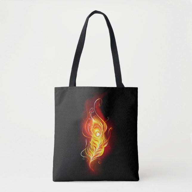 Fire Peacock Feather Tote Bag (Front)
