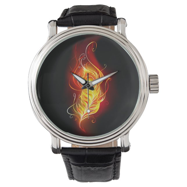 Fire Peacock Feather Watch (Front)