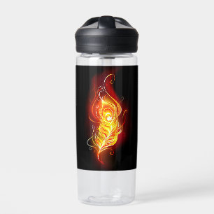 Fire Peacock Feather Water Bottle
