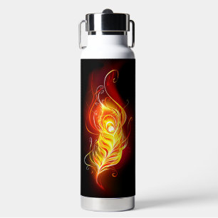 Fire Peacock Feather Water Bottle