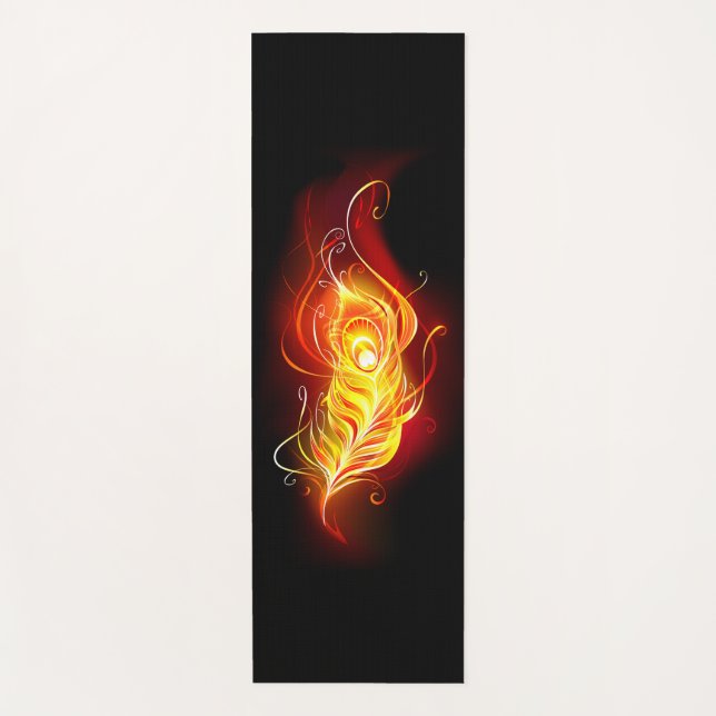 Fire Peacock Feather Yoga Mat (Front)