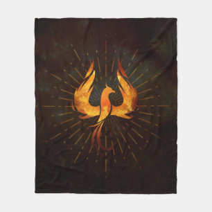 Fire Phoenix Bird Fleece Blanket