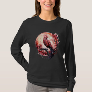 Fire Phoenix Bird Sakura Tree Mythical Bird Moon P T-Shirt