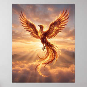 Fire Phoenix Rising Dawn Poster