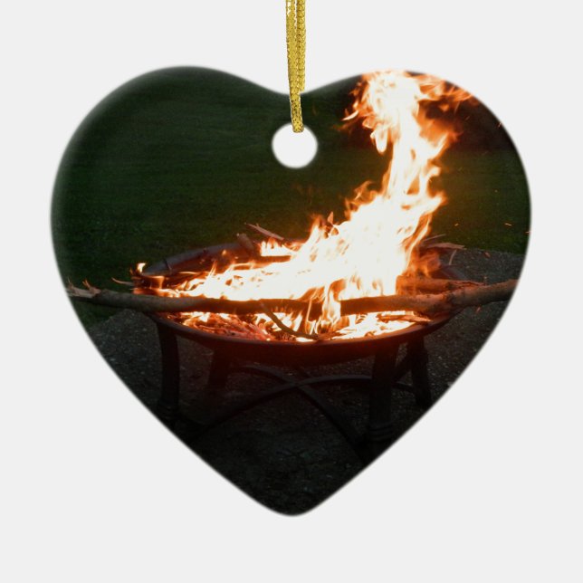 Fire pit bonfire image ceramic tree decoration (Front)