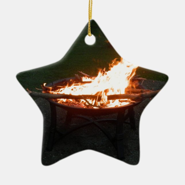 Fire pit bonfire image ceramic tree decoration (Front)