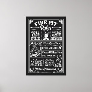 Fire Pit Rules - beige Canvas Print