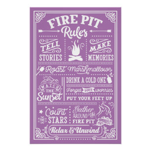 Fire Pit Rules - beige Poster