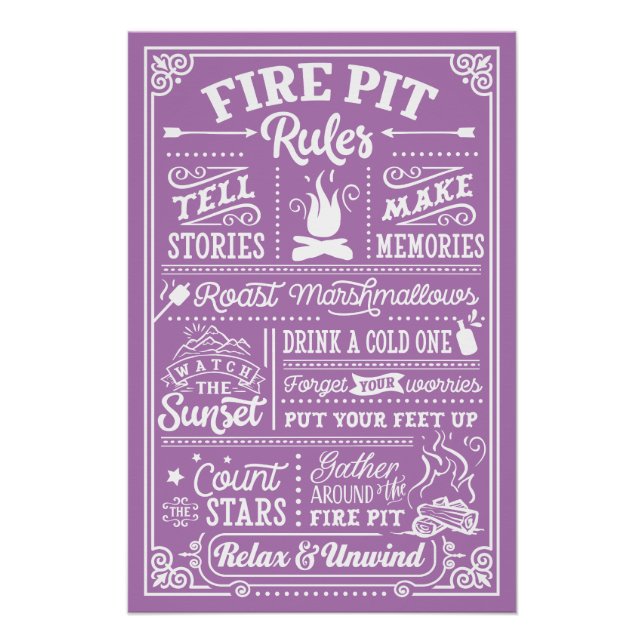 Fire Pit Rules - beige Poster (Front)