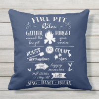 Fire Pit Rules Navy Blue and White Personalised