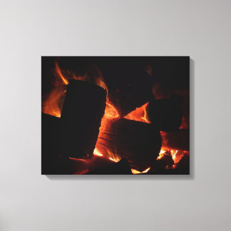 Fire Pit Winter Burning Logs Canvas Print