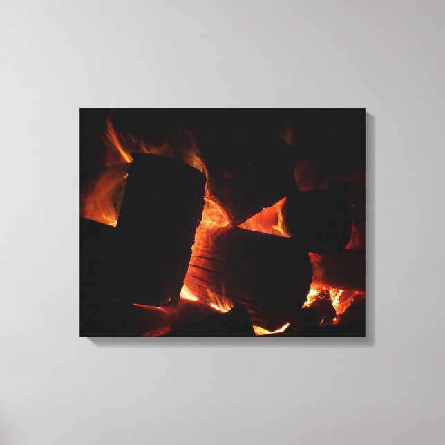 Fire Pit Winter Burning Logs Canvas Print (Front)