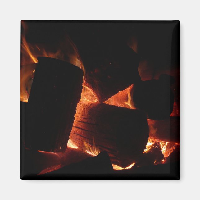 Fire Pit Winter Burning Logs Magnet (Front)