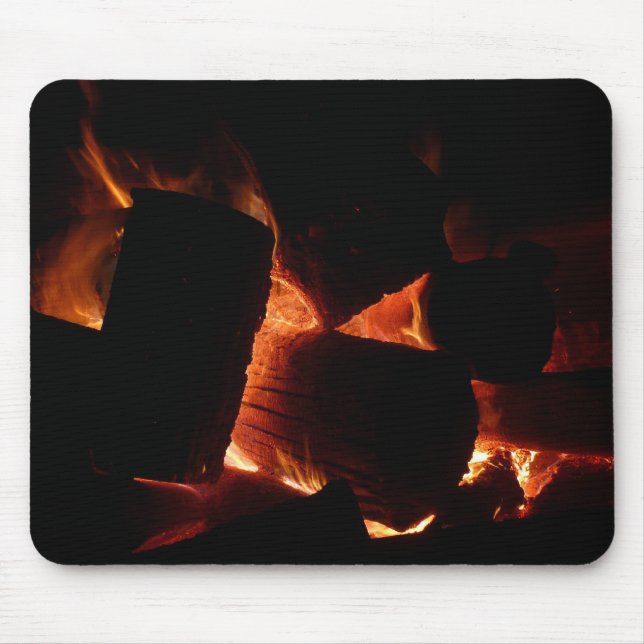 Fire Pit Winter Burning Logs Mouse Pad (Front)