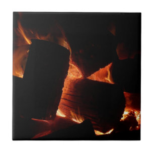 Fire Pit Winter Burning Logs Tile