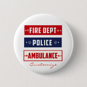 Fire Police Ambulance Thunder_Cove 6 Cm Round Badge