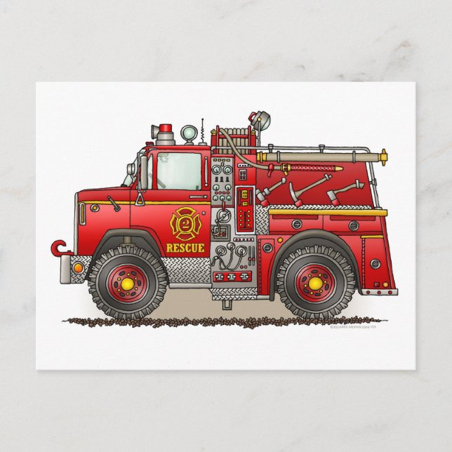 Fire Pumper Rescue Truck Post Card (Front)