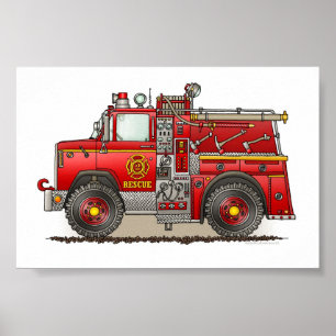 Fire Pumper Rescue Truck Poster