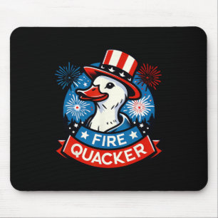 Fire Quacker Funny Fourth Of July Duck Patriotic U Mouse Pad