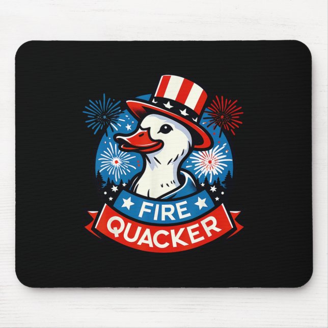 Fire Quacker Funny Fourth Of July Duck Patriotic U Mouse Pad (Front)