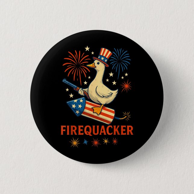 Fire Quacker Funny Meme Goose Fireworks America 6 Cm Round Badge (Front)